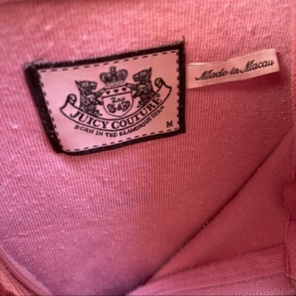Juicy Couture Vintage Y2K Hoodie Jacket Barbie French Terry Pocket Logo Velour M - Picture 5 of 16